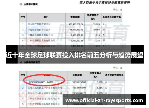 近十年全球足球联赛投入排名前五分析与趋势展望